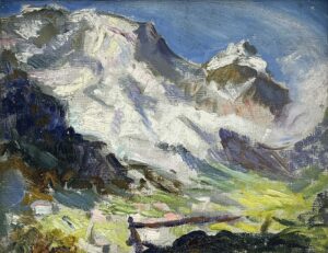 Mountains in EngelbergOil on board, 7 x 9 in. 1924 by Ben Solowey