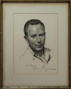 Charcoal portrait of sculpture Joe Greenberg by Ben Solowey.